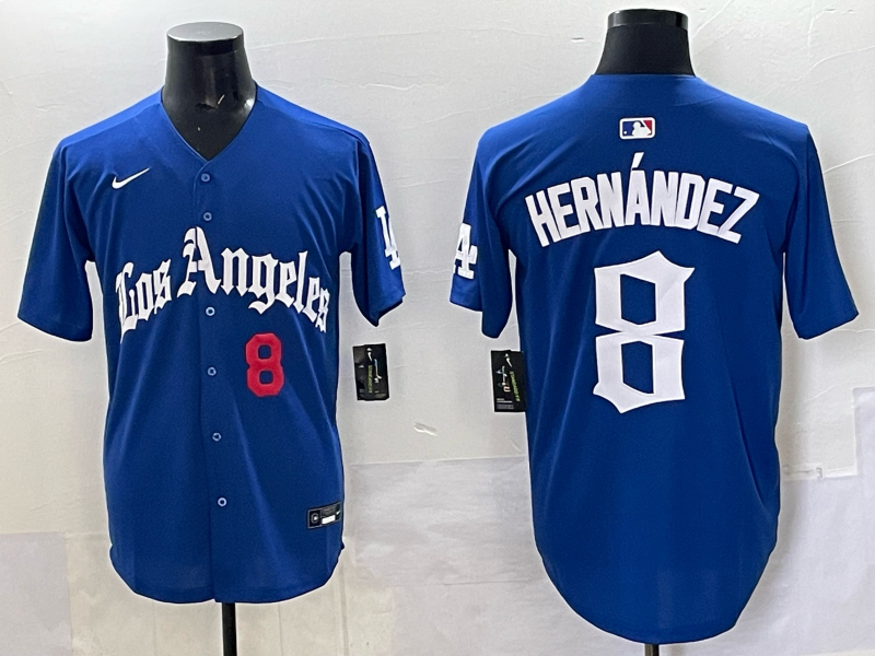 Men Los Angeles Dodgers #8 Hernandez Blue 2025 Nike MLB Jersey style 002->los angeles dodgers->MLB Jersey